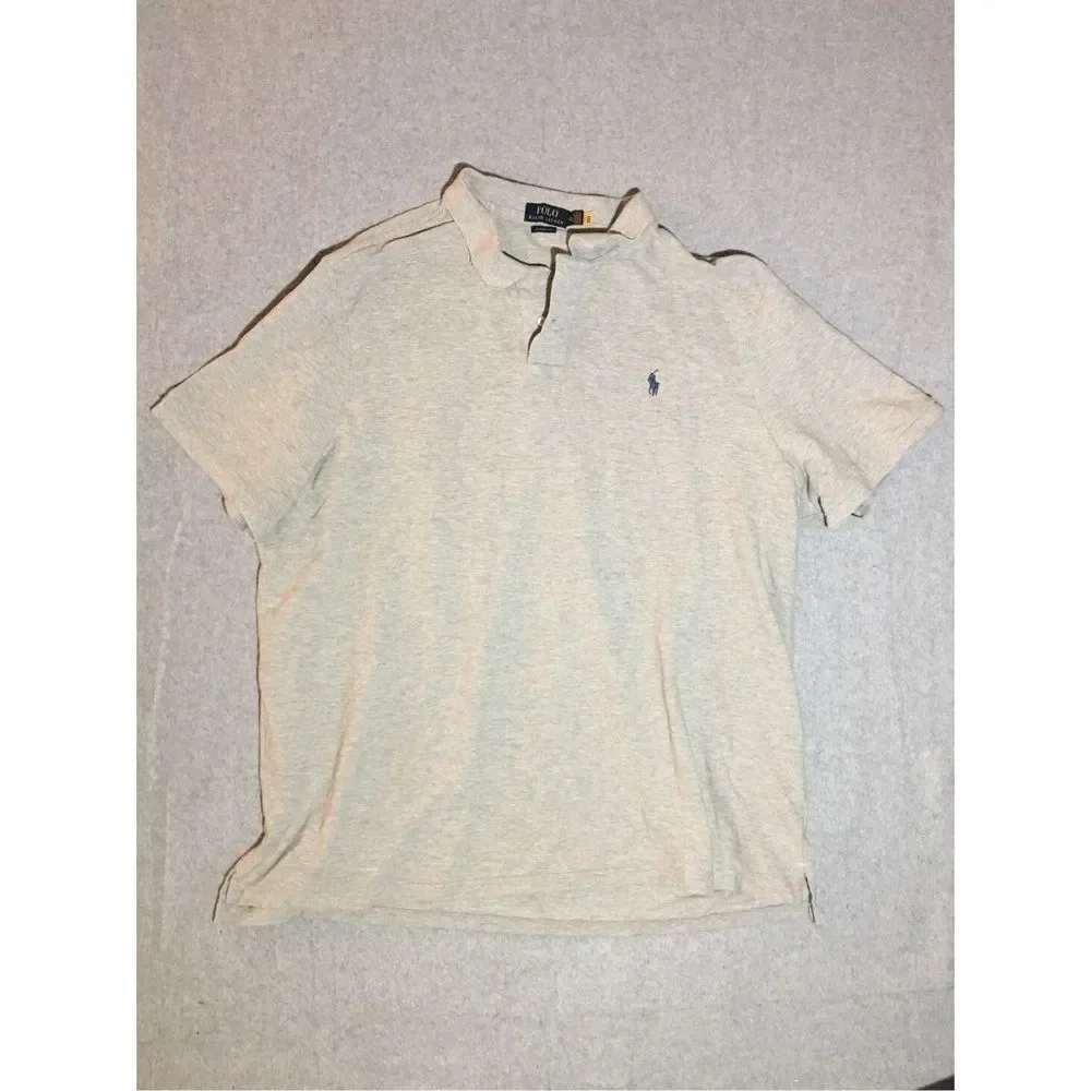 Mens Polo Ralph Lauren Polo Shirt Size XXL Cotton Sustainable Grey Basic Classic